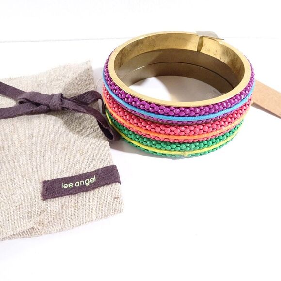 Lee Angel Enamel Mesh Rainbow Bangle Set of 3 NWT 265 - Picture 3 of 7